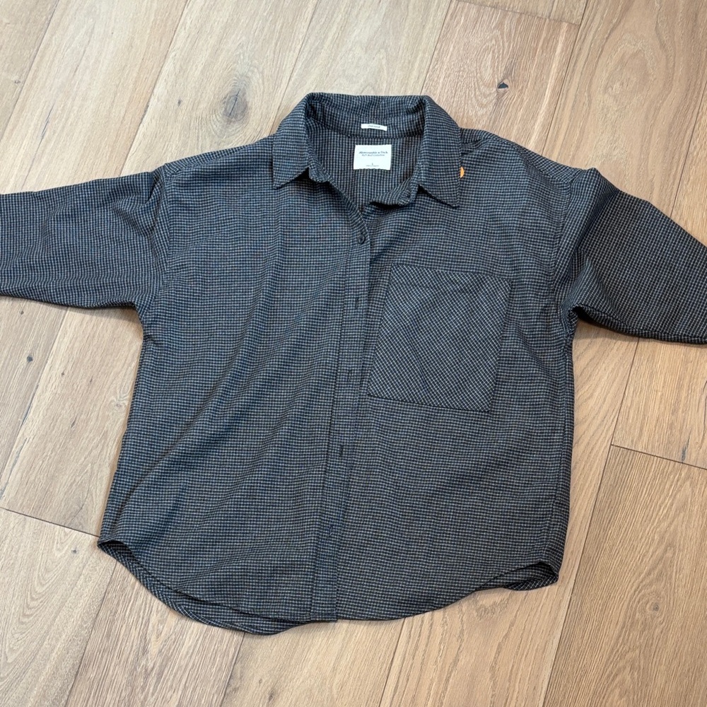 Abercrombie & Fitch Men's Dark Gray Checkered Shirt